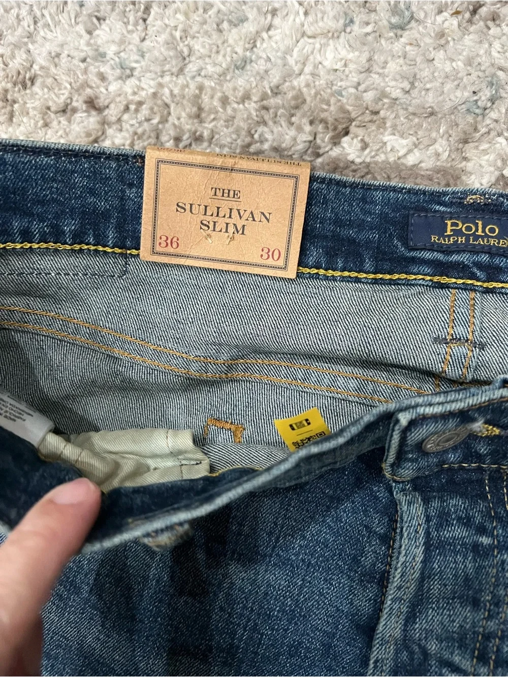 Men's Dark Blue Washed Jeans - Straight Fit Ralph Lauren nwt Sullivan slim
